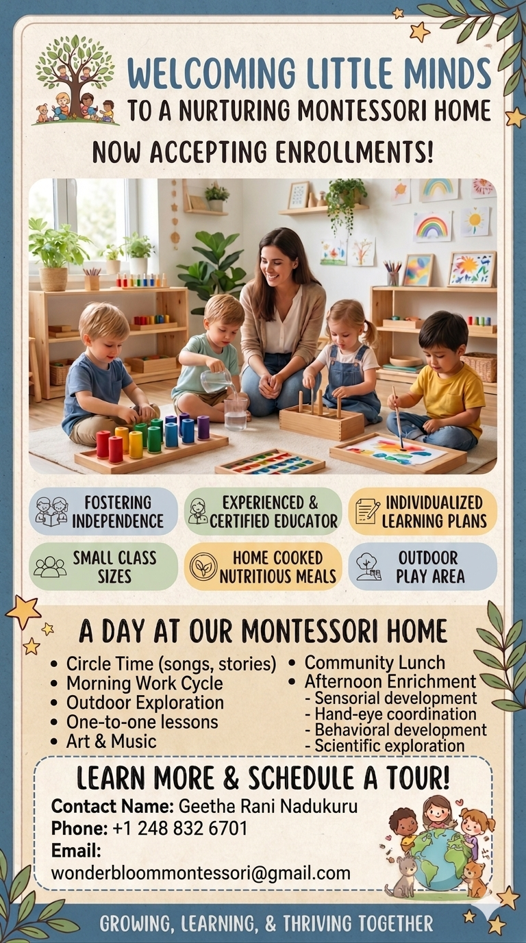 Wonderbloom Montessori Home Program Flyer